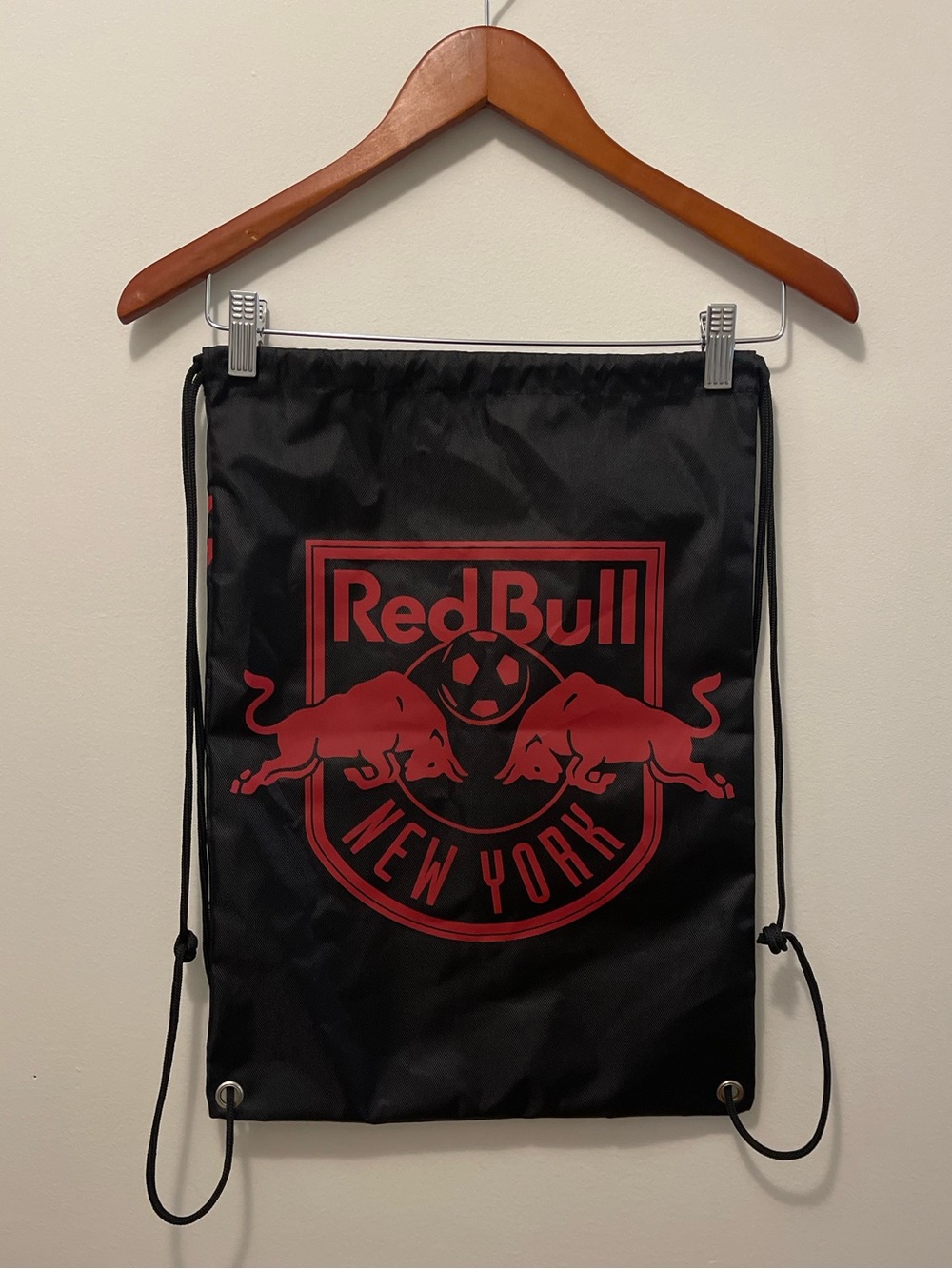 Red Bull New York Black and Red Drawstring Backpack